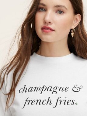 Kate Spade x Target Champagne & French Fries T-Shirt white graphic tee small